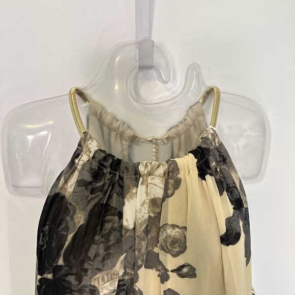 NWT ELIZA J Floral Print Halter Chiffon Maxi Dress Gold Chain Collar NO SASH 24W - Picture 10 of 11